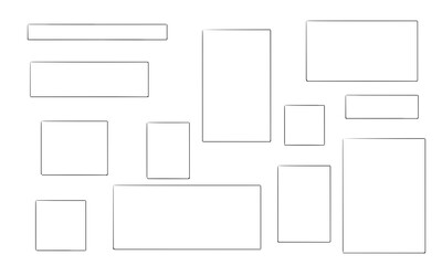 Naklejka premium Hand Drawn brush Line Rectangular Frames Vector Set - Minimalist Black Sketchy Borders and Geometric Shapes for Doodles, Layouts, and Design Projects