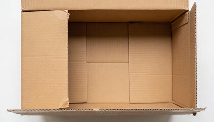 Open Cardboard Box Shipping Concept Isolated on White