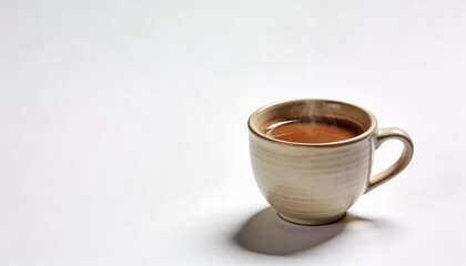 Hot Coffee Cup with Steam Isolated on White Background