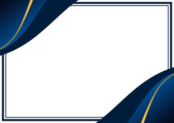 border blue navy golden line certificate modern frame design