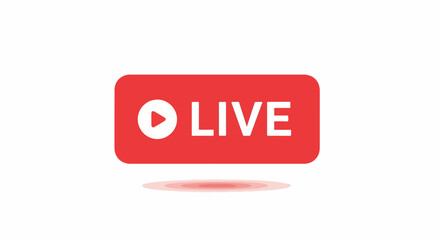 Modern red live streaming icon with a clear play button, symbolizing real-time online video and active events
