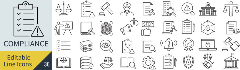 線の編集ができるコンプライアンスに関するアイコンセット（アウトライン化していない）

