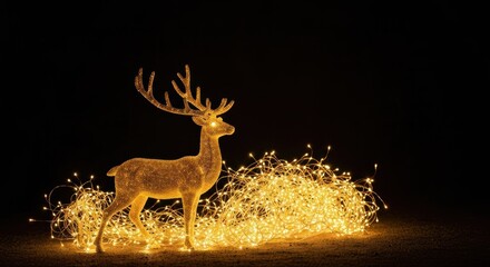 Illuminated deer figurine in warm golden light