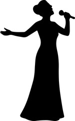 Female Singer Silhouette Woman Performing with Microphone Illustration