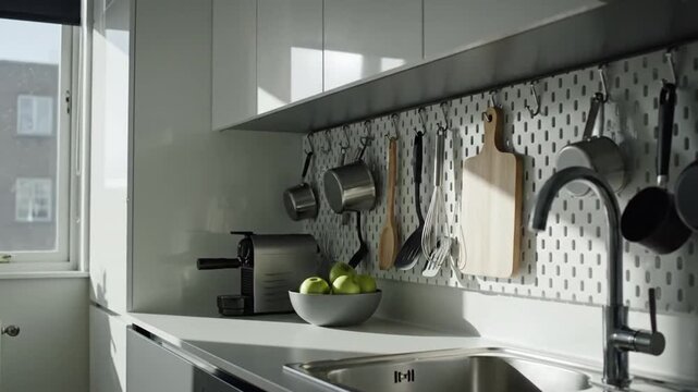 Modern Kitchen Setup With Natural Light And Organized Utensils
