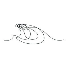 Sea wave one line. Vector drawing.

