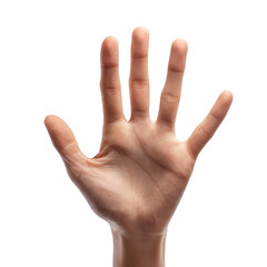 Fototapeta premium Raised Hand Counting Five on Transparent Space