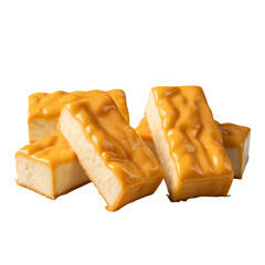 Delicious Chocolate Candy Bar with Caramel and Cocoa Isolated on White Background