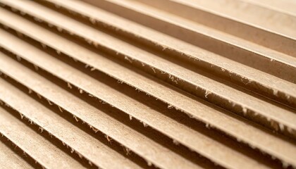 Close-up of stacked corrugated cardboard sheets.