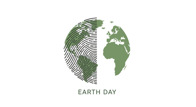 Illustration Combining a Human Fingerprint and a Planet Earth Globe Map Representing the Inextricable Link Between Humanity and the Global Environment, Generative AI.