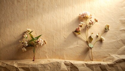 Dried Flowers on Textured Background.