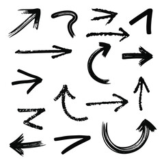 arrow, vector, hand, drawn, sketch, doodle, set, black, pointer, collection, direction, line, grunge, brush, stroke, curved, straight, zigzag, wavy, symbol, element, design, ink, mark, illustration, r