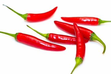 small pile of hot chili peppers,  mockup for banner or flyer,  top view, flat lay, copy space, place for text.