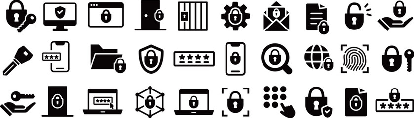 ベクターでモノクロの鍵に関するアイコンセット
