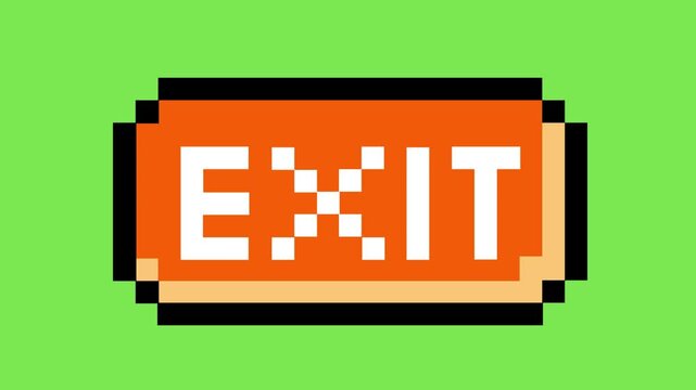 Vibrant retro pixel art exit button design, a classic digital interface element for video games or web navigation, symbolizing departure or closing action