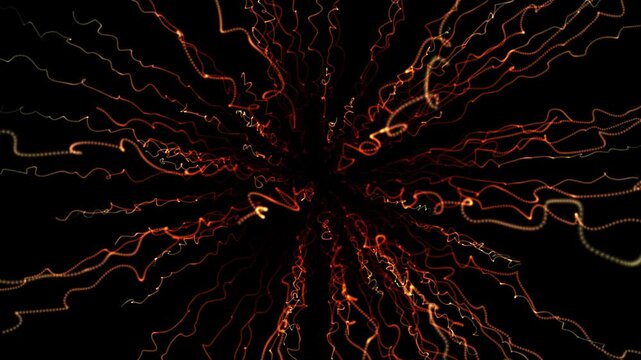 Light burst radiates outward from center against black background