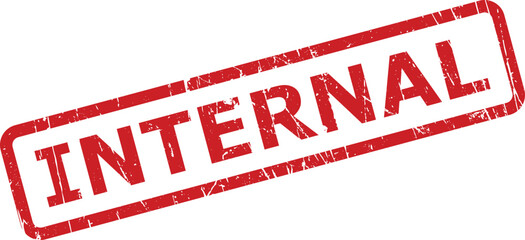 Grungy red rubber stamp displaying the word INTERNAL in bold letters on a clean white background