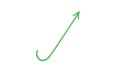 Green arrow with a curved base pointing upwards and to the right, indicating growth and progress