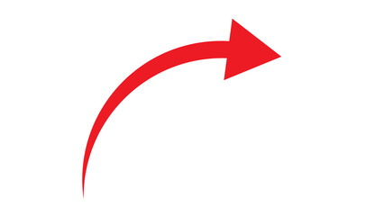 Simple red arrow with a smooth curve, indicating forward movement on a white background © IsratJahan