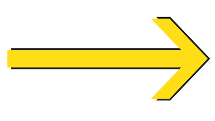 Bold yellow arrow with a black outline, signifying direction, positivity, and action.
