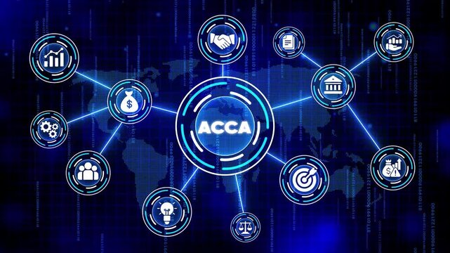 A C A Global Business Network Concept with Interconnected and Data Visualization ACCA finance accounting