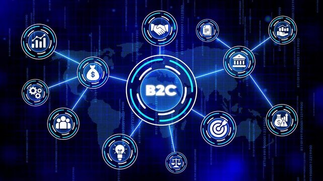 Business to Consumer B2 C E-commerce Infographic Animation Networking Global Connectivity