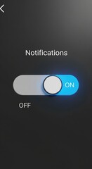 Fototapeta premium Modern Toggle Switch with Notifications Enabled and Off Display on Dark Background