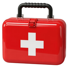 Obraz premium Red first aid kit isolated on transparent background isolated on transparent background