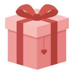 Pink Gift Box with Ribbon and Heart Charm Illustration