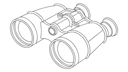 Detailed line drawing of a pair of binoculars