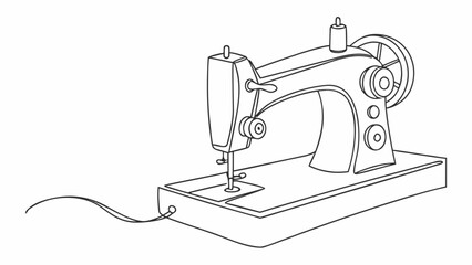 Vintage sewing machine with spool and cord