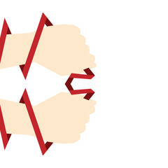 Background Design of clenched fists, a sign of freedom. Tied with a ribbon