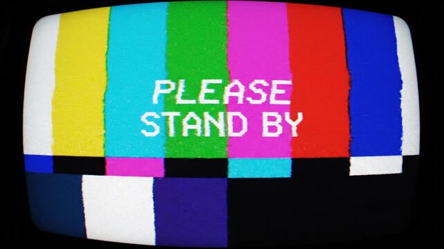 Color bars television screen with please stand by message