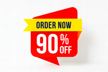 Order now and save big with an eye-catching 90% off discount promotional tag.
