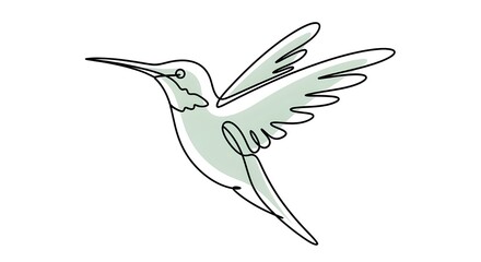 Obraz premium Elemento de dibujo de línea continua de pájaro volador aislado sobre fondo blanco para elemento decorativo. Ilustración vectorial de forma animal en un estilo de contorno moderno.