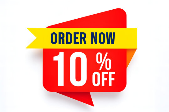 Order now 10% off promotion tag for online shopping and limited time deals.