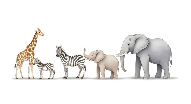animales de safari en acuarela