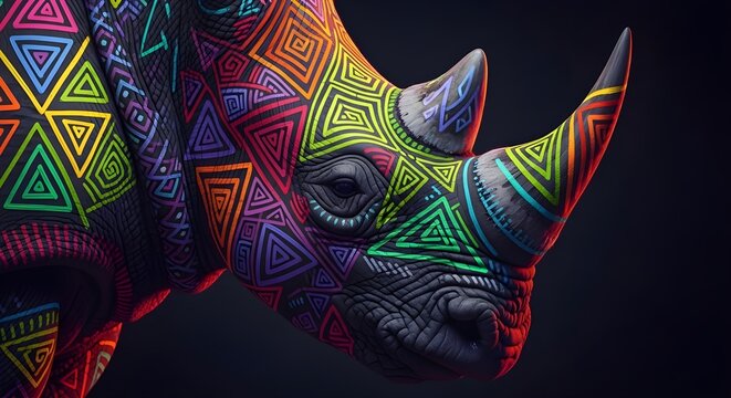 Animales ex&oacute;ticos, rinocerontes, deambulan por campos coloridos y radicales, una visi&oacute;n fant&aacute;stica basada en el realismo.