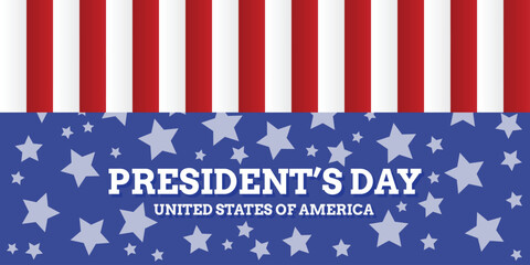United States President's Day background. Stripe white and red on blue color American. United states of America