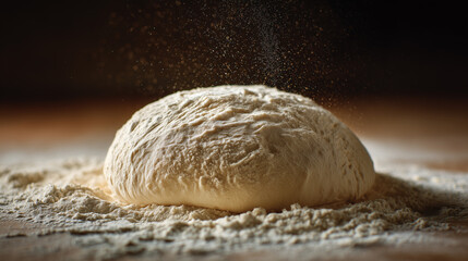 Obraz premium Yeast ferments dough, transforming simple ingredients into flavorful, textured, aromatic bread, buns, or pizza, showcasing time and microorganisms.