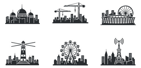 Obraz premium A collection of various mascara tubes and brushes in black and white outline vector style, ideal for beauty and cosmetic branding