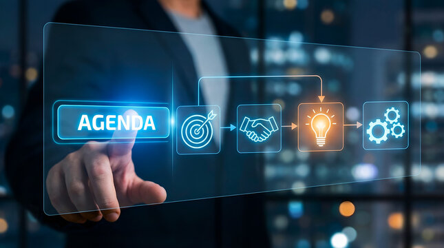 Business Agenda Strategy Planning Concept Photo for Corporate Success Management Presentation