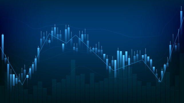 Stock market candlestick chart. Trading chart for financial or business concepts. Vector illustration.