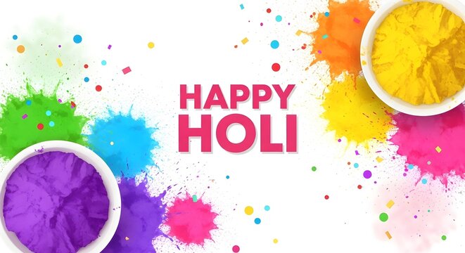 Vibrant holi celebration with colorful powders and happy festivities