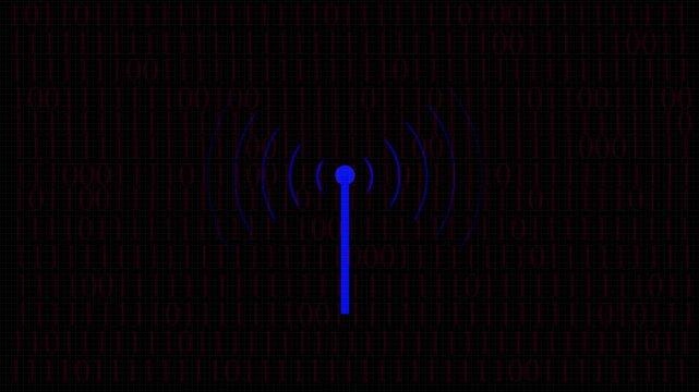 Radio waves tower connective network and signal waves ,technology . abstract connecting tower and black background..