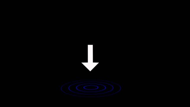 Directional arrow line with signal icon radio on black background .wave location pointer animated with 4k video...