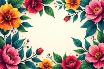 Fototapeta premium Colorful floral patterns with intricate details, vibrant colors, Latin American design