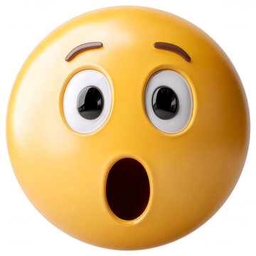 Yellow emoji face expressing surprise and shock on a black background.