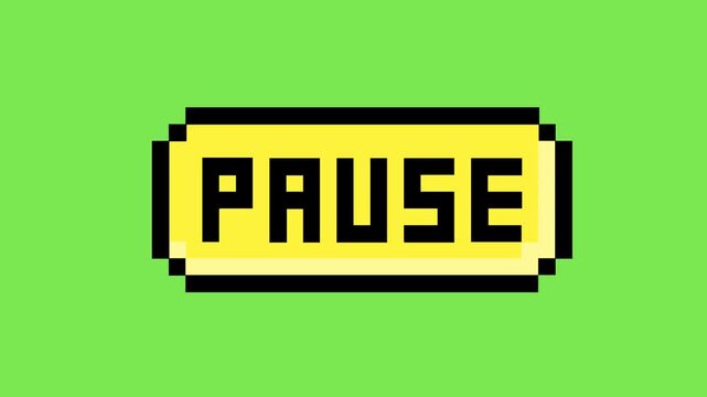 Retro pixel art pause button icon in a vibrant yellow and black design, perfect for gaming interfaces, vintage arcade themes, or digital media controls and user experiences