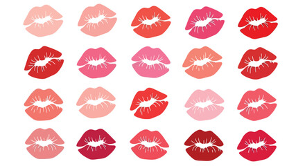 Collection of vibrant lipstick kiss marks in various shades.